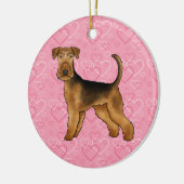Airedale Terrier Schattigee hondenliefde en harten Keramisch Ornament (Links)