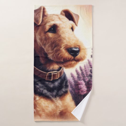 Airedale Terrier schilderij Badhanddoek (Badhanddoek)