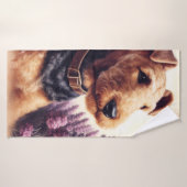 Airedale Terrier schilderij Badhanddoek (Badhanddoek)