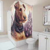Airedale Terrier schilderij Douchegordijn (In situ)