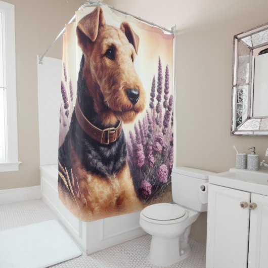  Airedale Terrier schilderij Douchegordijn (In situ)