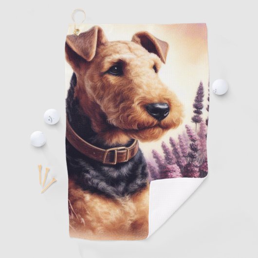 Airedale Terrier schilderij Golfhanddoek (Insitu)