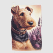 Airedale Terrier schilderij Golfhanddoek (Voorkant)