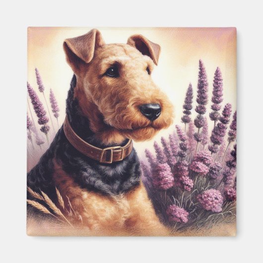  Airedale Terrier schilderij Magneet (Voorkant)