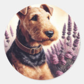  Airedale Terrier schilderij Ronde Sticker (Voorkant)
