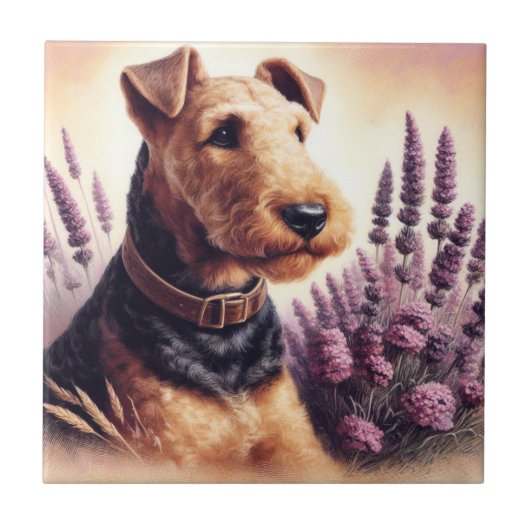 Airedale Terrier schilderij Tegeltje (Voorkant)