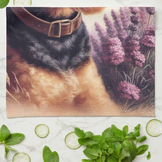  Airedale Terrier schilderij Theedoek (Gevouwen)