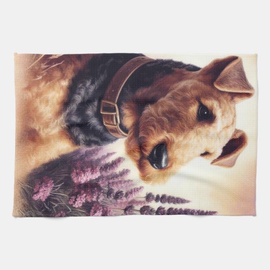  Airedale Terrier schilderij Theedoek (Horizontaal)