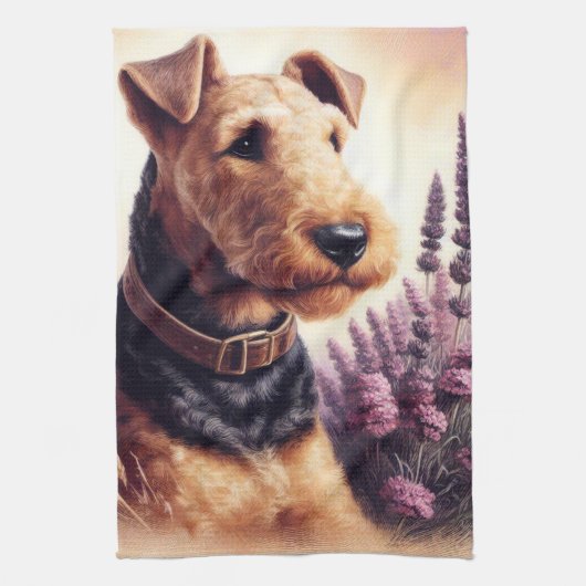  Airedale Terrier schilderij Theedoek (Verticaal)