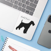 Airedale Terrier Silhouet Hondenras Vinyl Sticker (Laptop met iPhone)