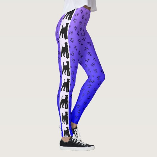 Airedale Terrier Silhouette Blue Paars Ombre Leggings (Rechts)