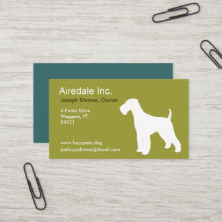 Airedale Terrier Silhouette Custom Hondenras Visitekaartje