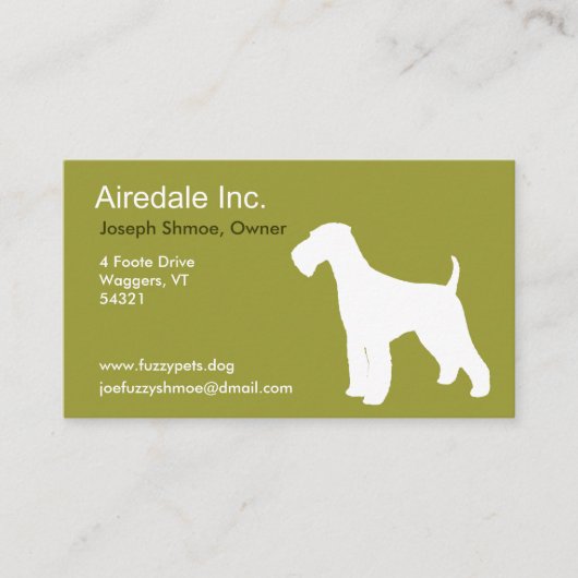 Airedale Terrier Silhouette Custom Hondenras Visitekaartje (Voorkant)
