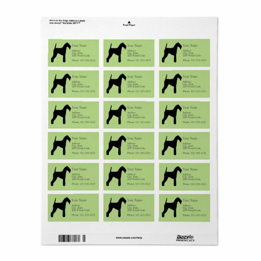 Airedale Terrier Silhouette Etiket (Full Sheet)