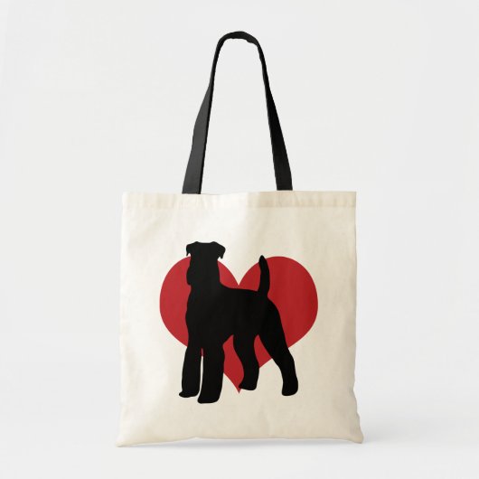 Airedale Terrier Silhouette Heart Tote Bag (Voorkant)