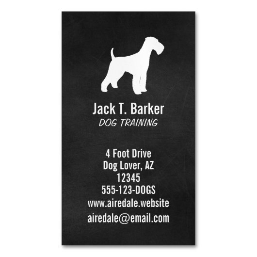 Airedale Terrier Silhouette Magnetisch Visitekaartje (Voorkant Verticaal)