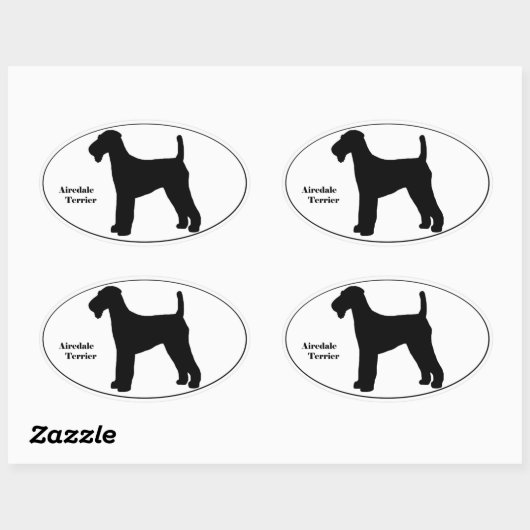 Airedale Terrier SIlhouette Ovale Sticker (Vel)