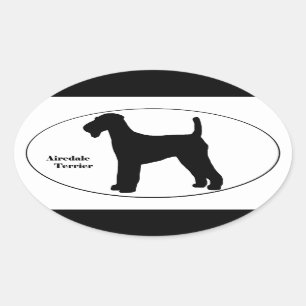 Airedale Terrier SIlhouette Ovale Sticker