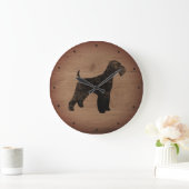 Airedale Terrier Silhouette Rustic Grote Klok (Huis)