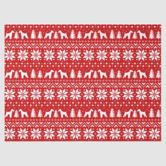 Airedale Terrier Silhouetten Kerstpatroon Tissuepapier (Voorkant)