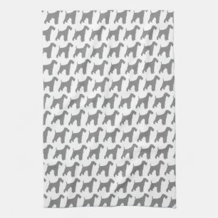 Airedale Terrier Silhouettes Pattern Theedoek