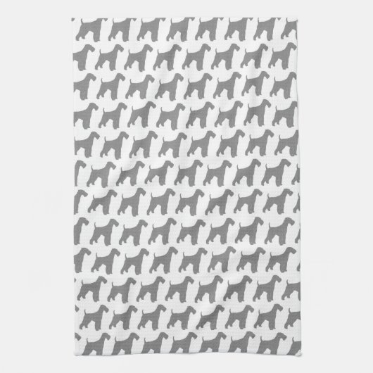 Airedale Terrier Silhouettes Pattern Theedoek (Verticaal)