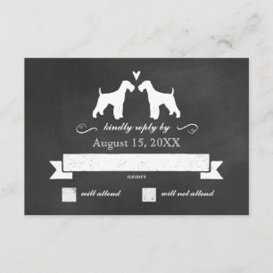 Airedale Terrier Silhouettes Wedding RSVP Reactie Kaartje