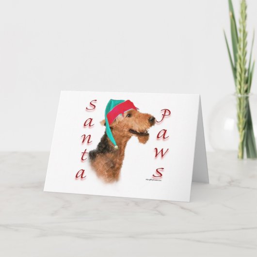 Airedale Terrier Sinterklaas Pooten Feestdagen Kaart (Voorkant)