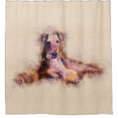 Airedale Terrier Sketch Digital Art Douchegordijn