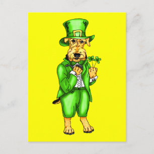 Airedale Terrier St. Patrick's Day Leprechaun Briefkaart