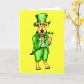 Airedale Terrier St Patrick's Day Leprechaun Kaart (Gele Bloem)