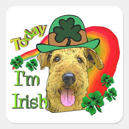 Airedale Terrier St. Patrick's Day Vierkante Sticker (Voorkant)