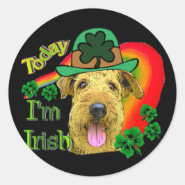 Airedale Terrier St Patricks Ronde Sticker