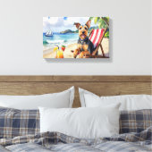 Airedale Terrier Strand Scene Canvas Afdruk (Insitu (Slaapkamer))