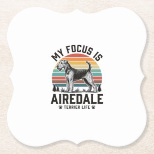 Airedale Terrier T-shirt Vintage Hondenliefhebber Kartonnen Onderzetters