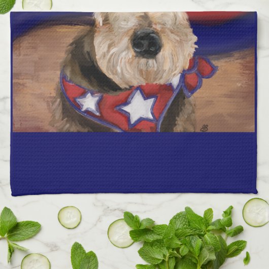 AIREDALE TERRIER THEEDOEK (Gevouwen)