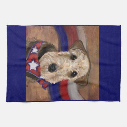 AIREDALE TERRIER THEEDOEK (Horizontaal)