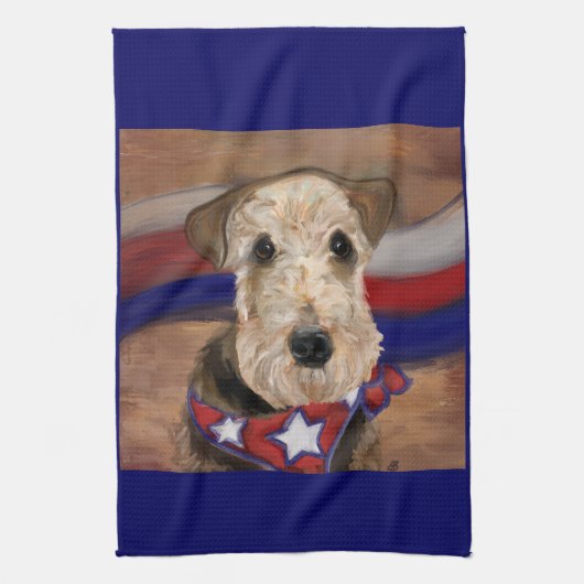 AIREDALE TERRIER THEEDOEK (Verticaal)