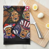 AIREDALE TERRIER THEEDOEK (Quarter Fold)