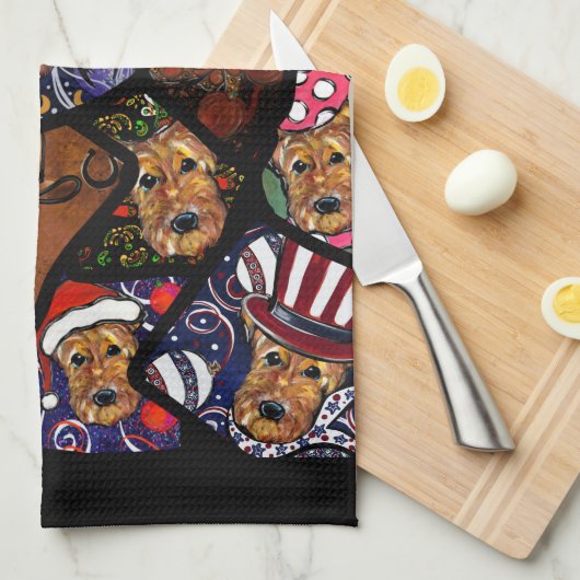 AIREDALE TERRIER THEEDOEK (Quarter Fold)