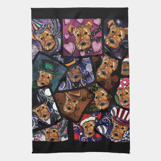 AIREDALE TERRIER THEEDOEK (Verticaal)