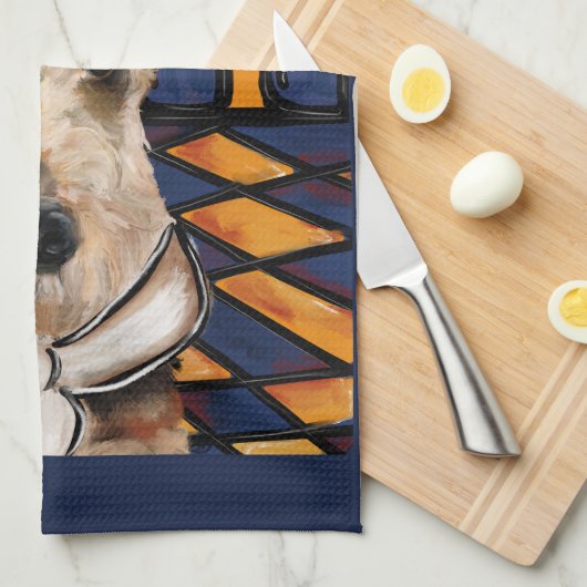 AIREDALE TERRIER THEEDOEK (Quarter Fold)