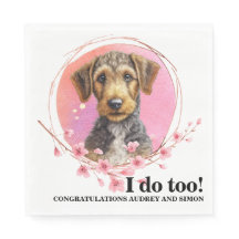Airedale Terrier Trouwservetjes Met Honden Foto