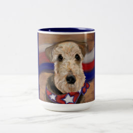 AIREDALE TERRIER TWEEKLEURIGE KOFFIEMOK