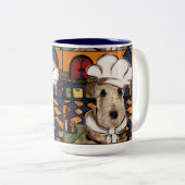 AIREDALE TERRIER TWEEKLEURIGE KOFFIEMOK (Voorkant rechts)