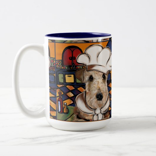 AIREDALE TERRIER TWEEKLEURIGE KOFFIEMOK (Links)