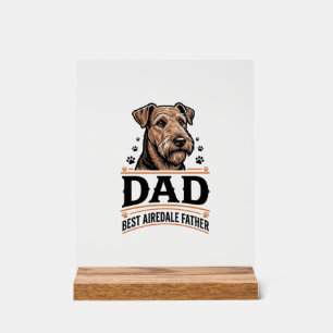 Airedale Terrier Vader Vintage Hond Vader T-shirt_ Acryl Bord