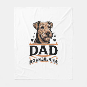 Airedale Terrier Vader Vintage Hond Vader T-shirt_ Fleece Deken