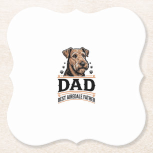 Airedale Terrier Vader Vintage Hond Vader T-shirt_ Kartonnen Onderzetters