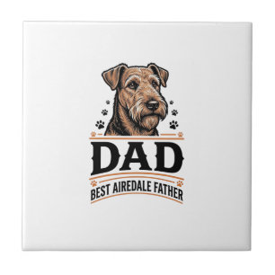 Airedale Terrier Vader Vintage Hond Vader T-shirt_ Tegeltje